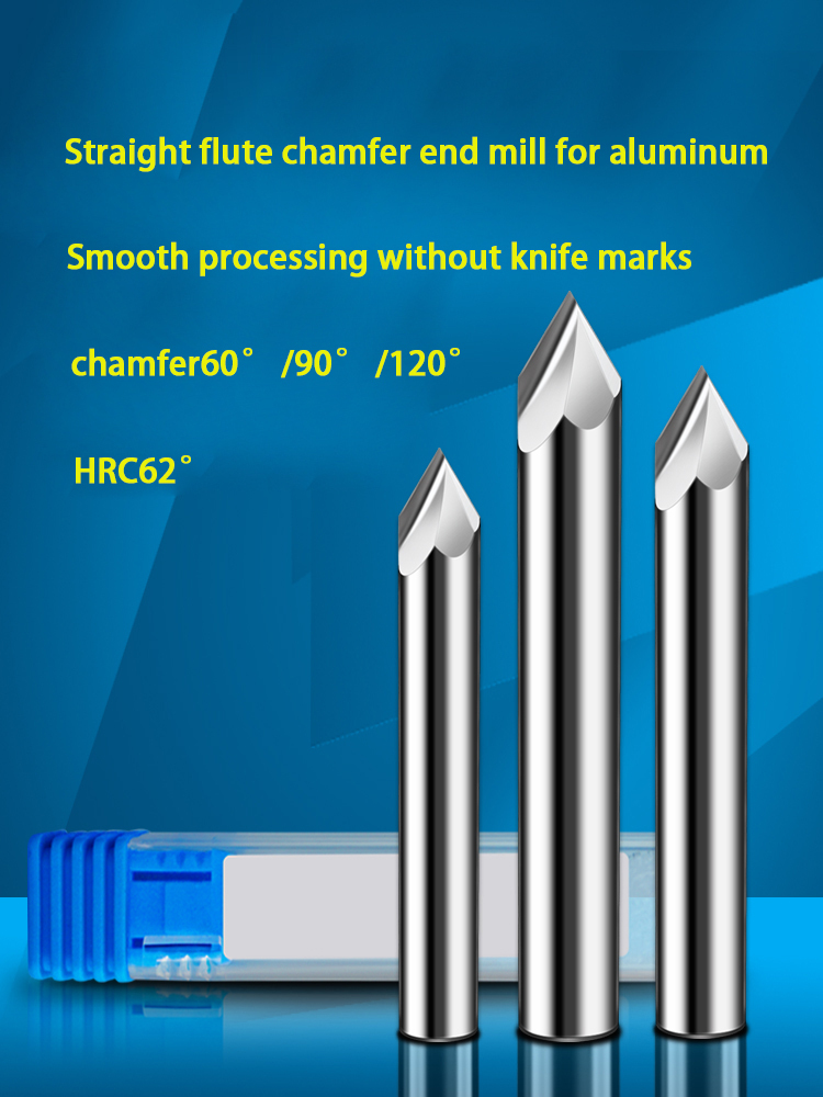 HRC62 Straight Groove Chamfer Tool 60/90/120 Degree Chamfer End  Mill