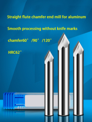 HRC62 Straight Groove Chamfer Tool 60/90/120 Degree Chamfer End  Mill