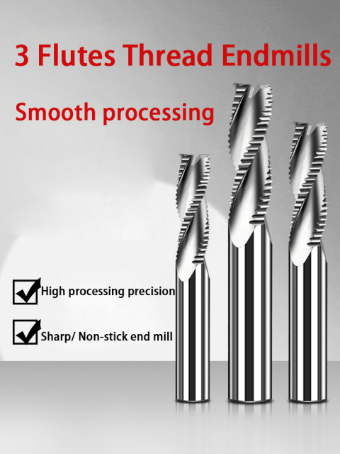 CNC Milling Tools HRC62 Tungsten Carbide Roughing End Mill 3 Flutes