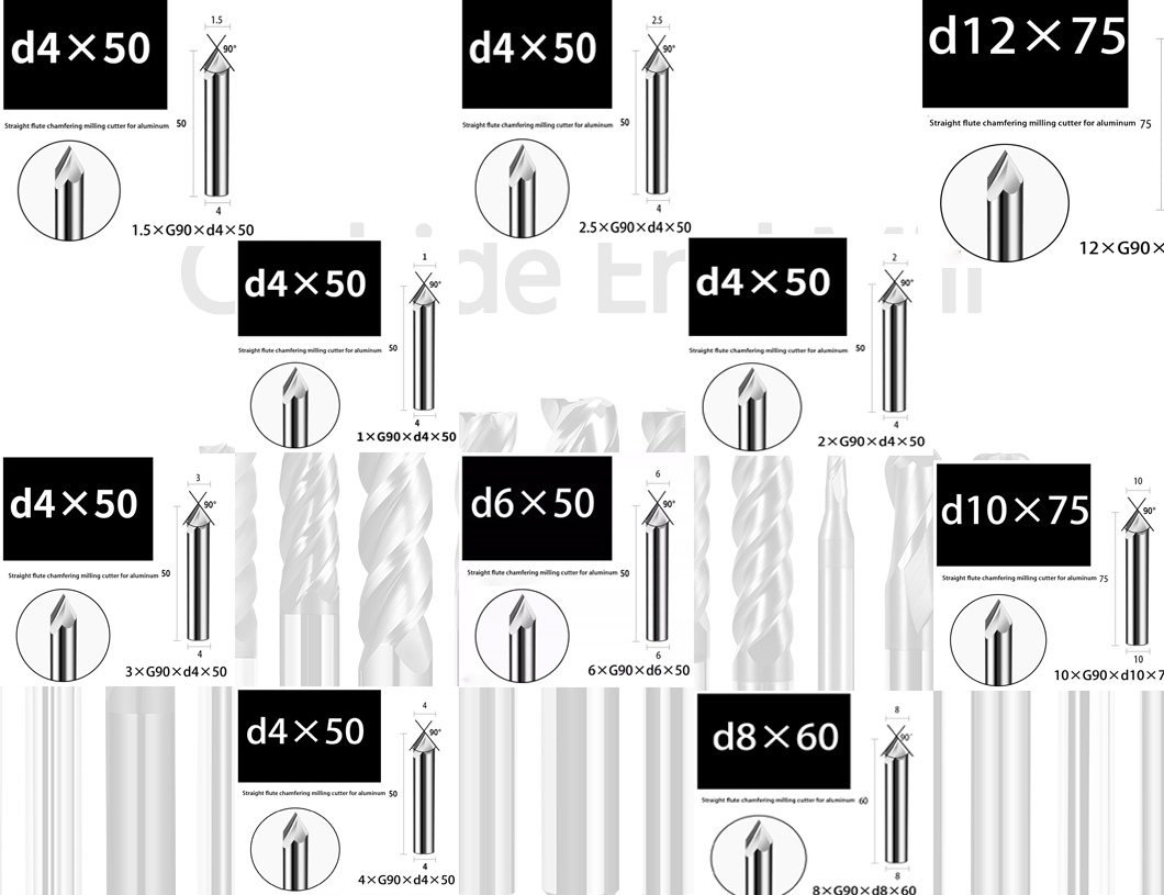 Carbide Chamfer End Mill 60/90/120 Degree Cutting Tools Milling Cutter