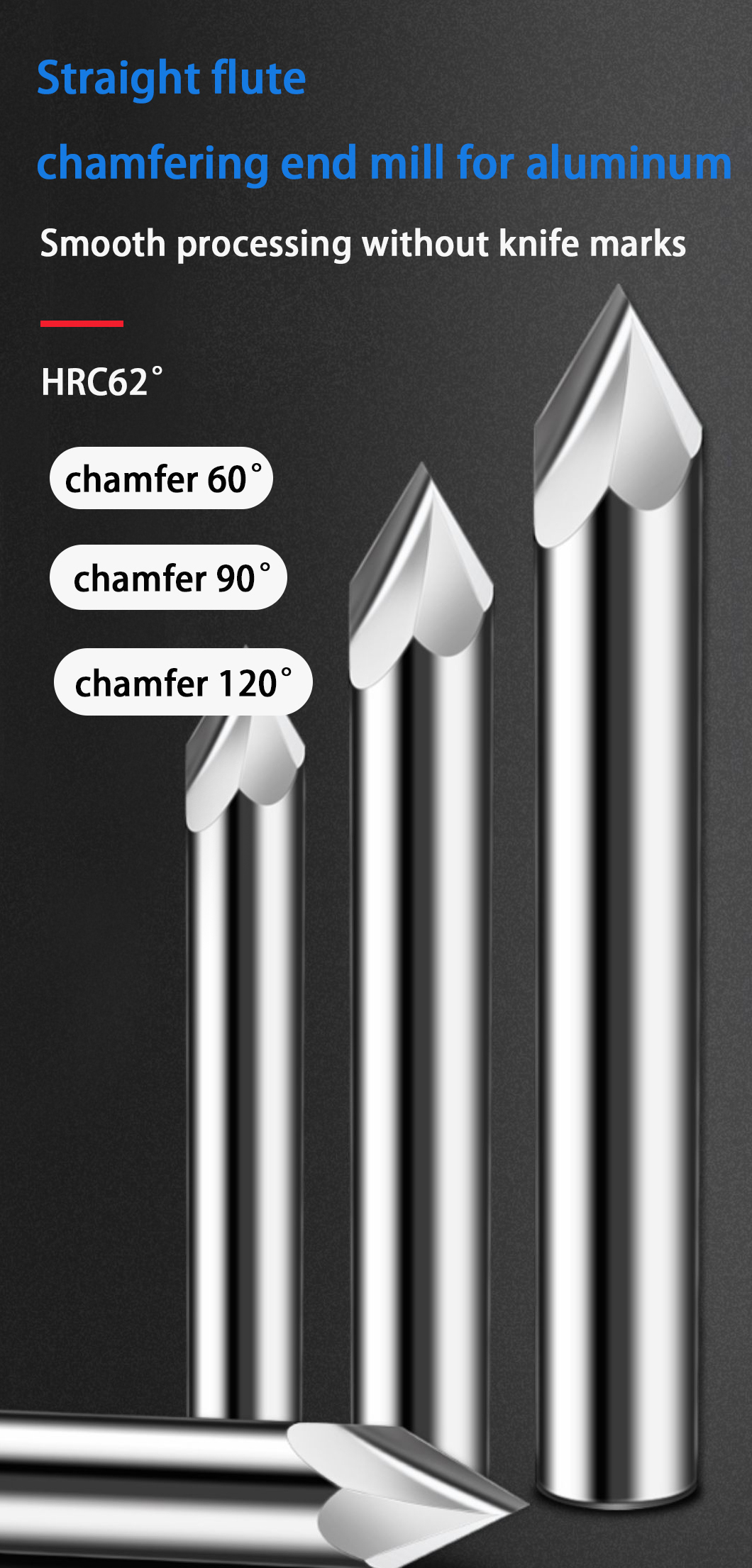Carbide Chamfer End Mill 60/90/120 Degree Cutting Tools Milling Cutter