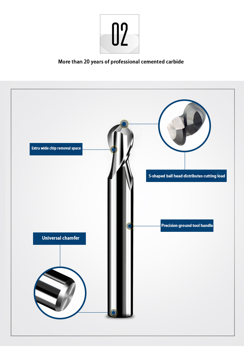 Cnc Machine Tungsten Carbide tool Ball Nose End Mill for Aluminum