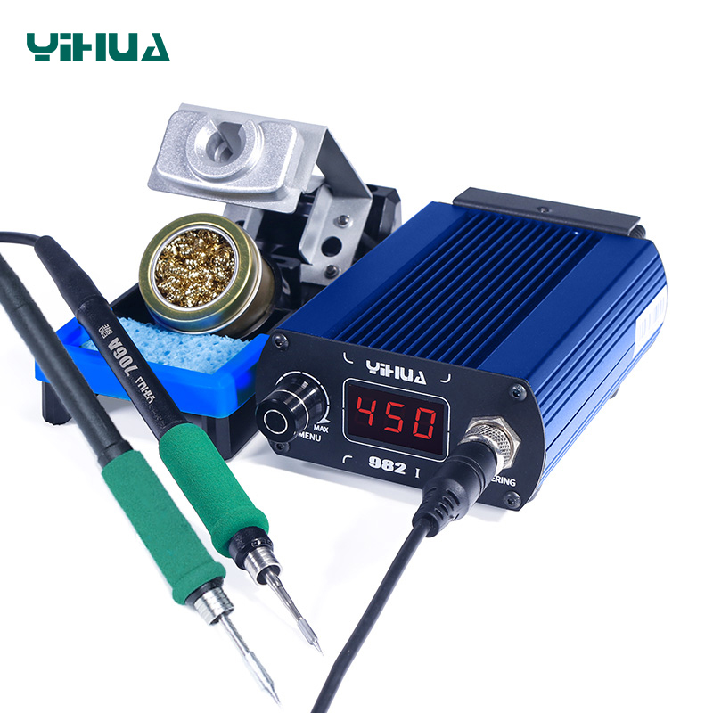 YIHUA 982D-I Precisie-hotpincet-soldeerstation met 4 soldeerpunten, loodvrije soldeerdraad, YIHUA 716C-compatibel handstuk, AUTO Temp. Kalibratie, slaapmodus, kleurendisplay