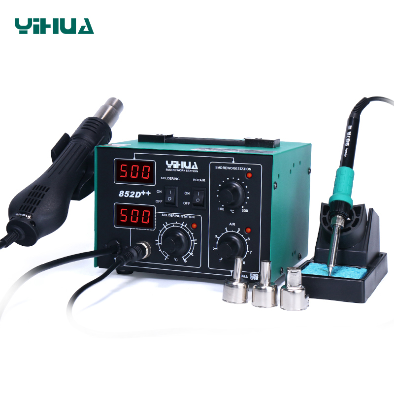 YIHUA-852D++ Iron Solder Desoldering Welding Hot Air Handle Bracket Holder Soldering Repair Tool Rework Soldering Iron Station