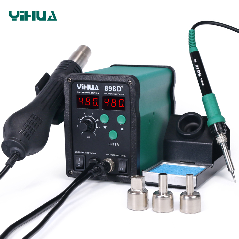 YIHUA-898D/898D+ Hot Air Rework Station with Soldering Iron hot air soldering desoldering rework station tools