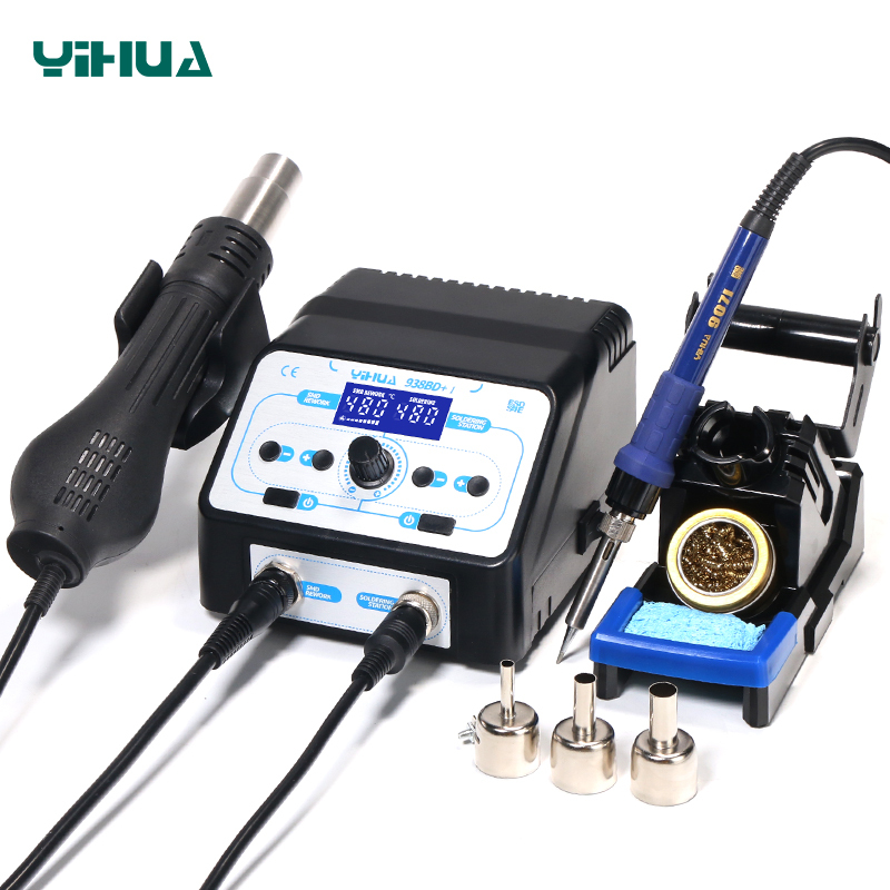 YIHUA 938BD-I/938BD+-I/938BD+-II 2 in 1 hot air desoldering solder mobile phone laptop soldering iron welding tool repair rework soldering station