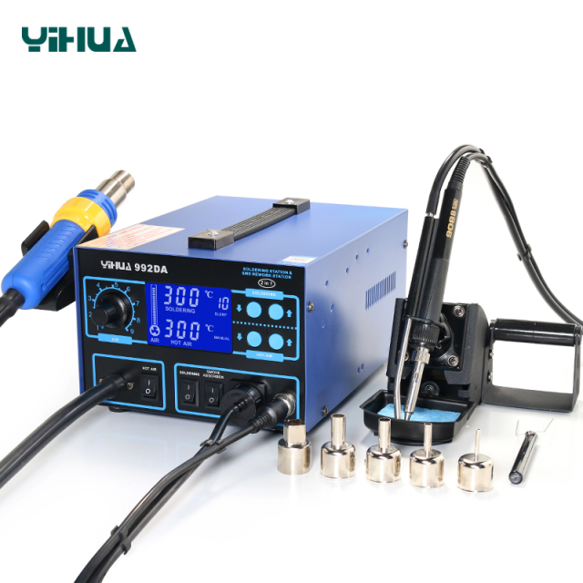YIHUA-992DA/992DA+ 4 in 1 soldering iron smoke absorb function hot air gun SMD soldering rework station