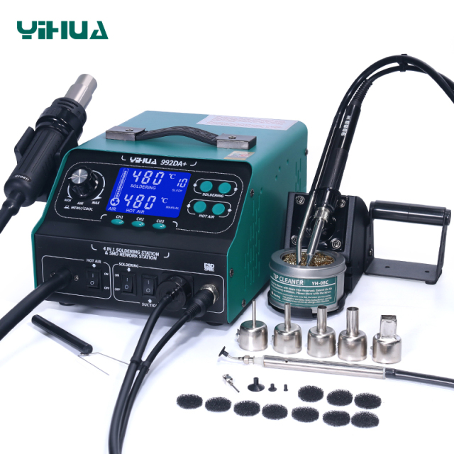 YIHUA-992DA/992DA+ 4 in 1 soldering iron smoke absorb function hot air gun SMD soldering rework station