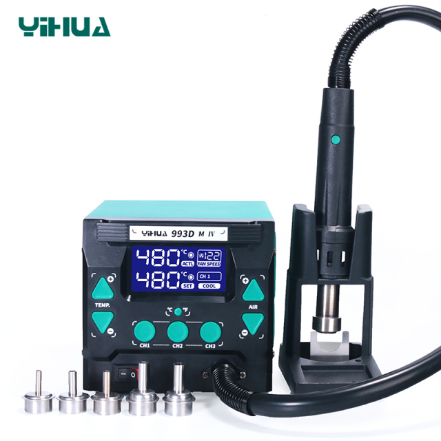 YIHUA 813 Portable 3 Machines Combination Repair Set Phone Laptop Repair DC Power Supply Hot Air Soldering Work Station