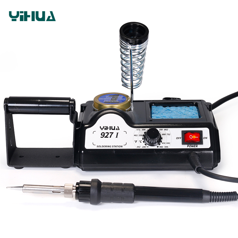 YIHUA 927-I 60W Adjustable Temperature Soldering Iron Station Solder Wire Hanger Soldering Iron Holder Spring Soldering Station