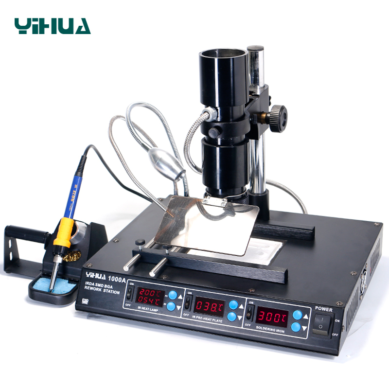 YIHUA 1000A chip repairing remove machine infrared preheating smd BGA rework soldering station