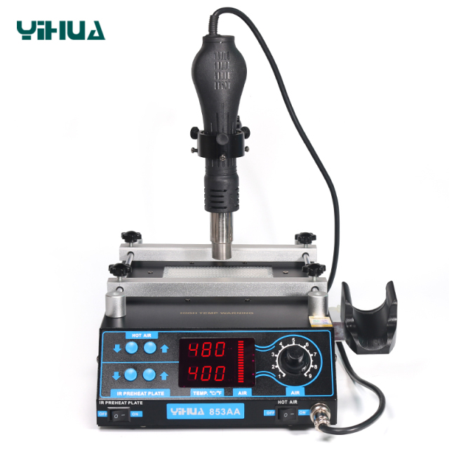 YIHUA 853AA/853AAA digital SMD soldering desoldering hot air gun preheat BGA rework soldering station