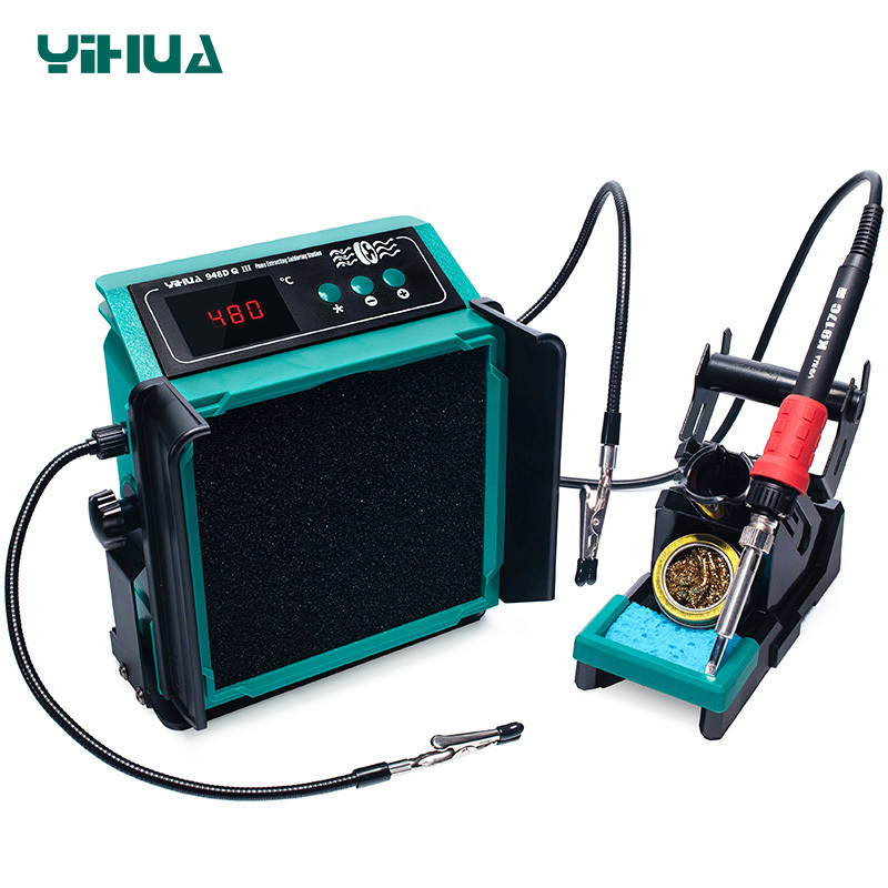 YIHUA 948DQ-III Digital Display Multiple Functions Smoke Vacuum Absorb Soldering Iron Fume Extracting Soldering Station Fume Extractor