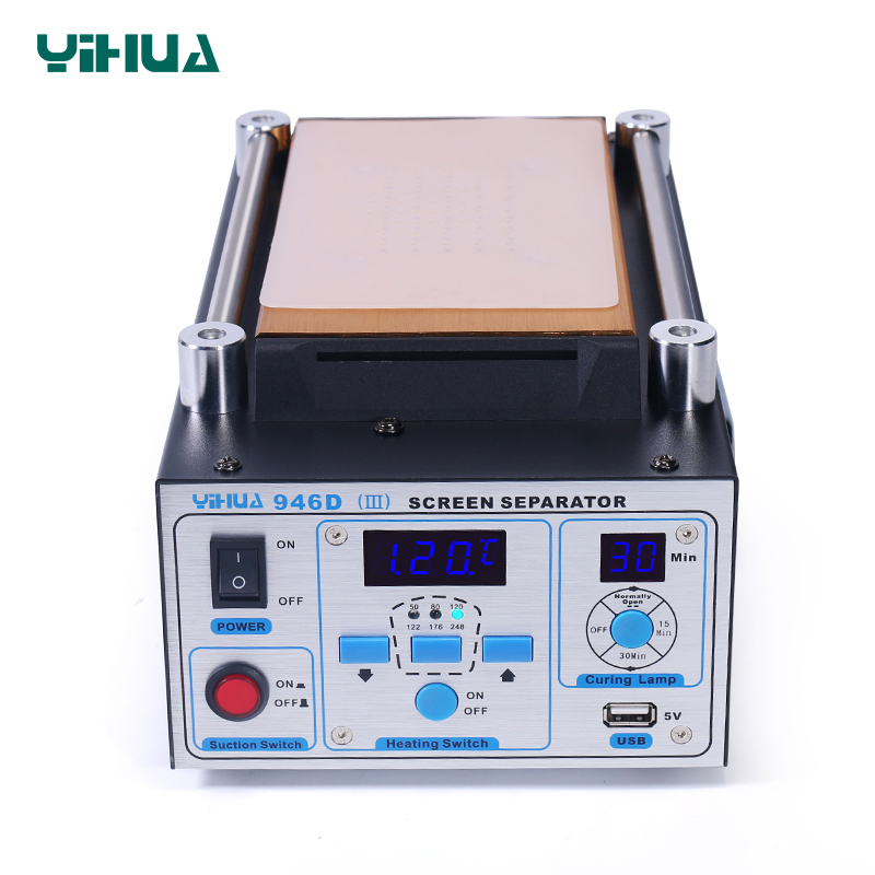 YIHUA 946D III touch screen panel LCD separator glue disassemble machine for repairing mobile phones screen separator preheating station