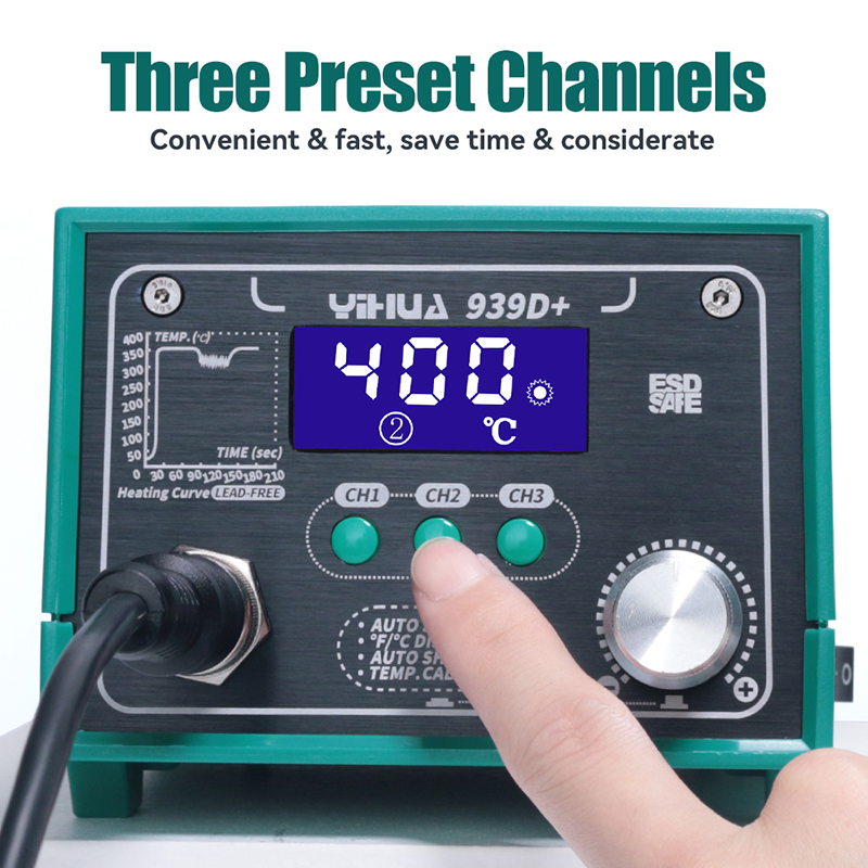 YIHUA 939D+ soldering iron temperature calibration adjustable ESD Safe