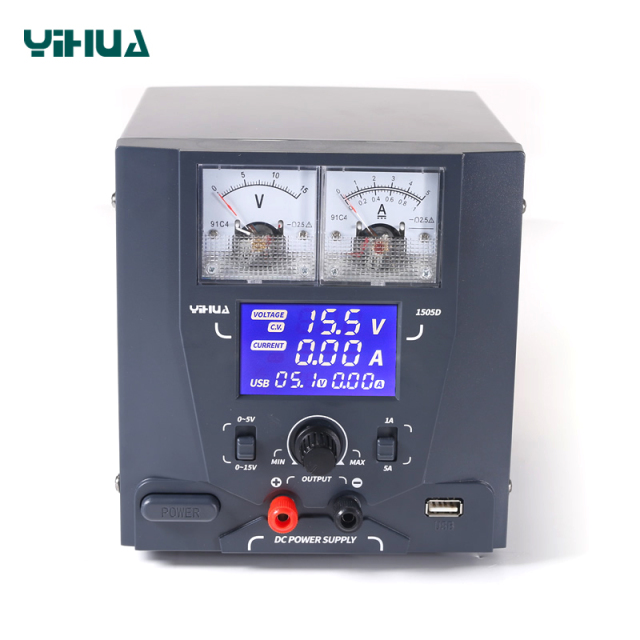 YIHUA 1503D-II /1505D 15V 3A/5A DC output power supply regulated USB output quick charge DC power supply
