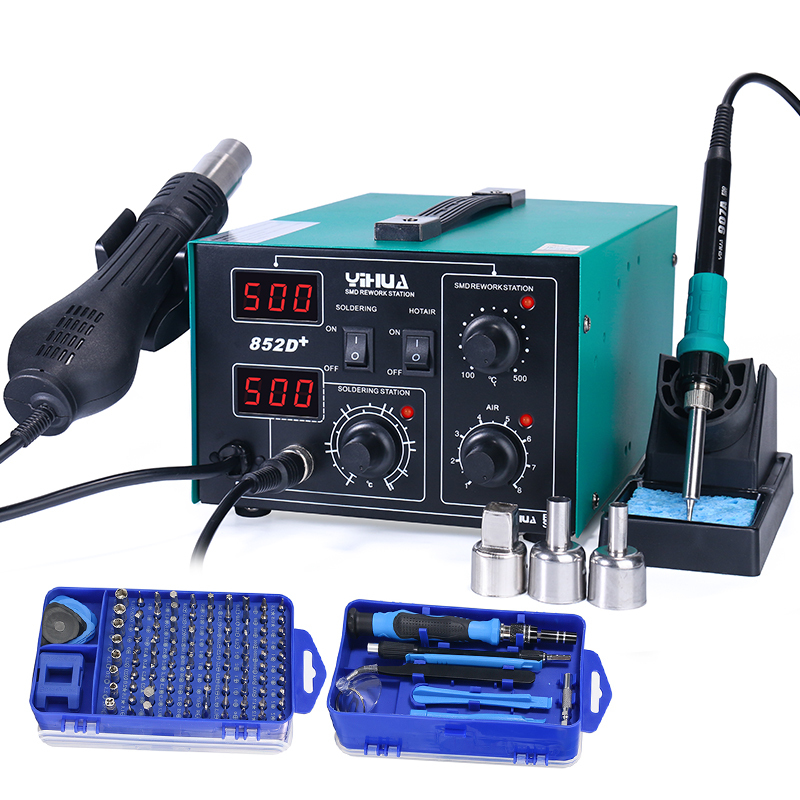 YIHUA-852/852D/852D+ Series 2 in 1 fan type Hot Air Rework Station with Soldering Iron
