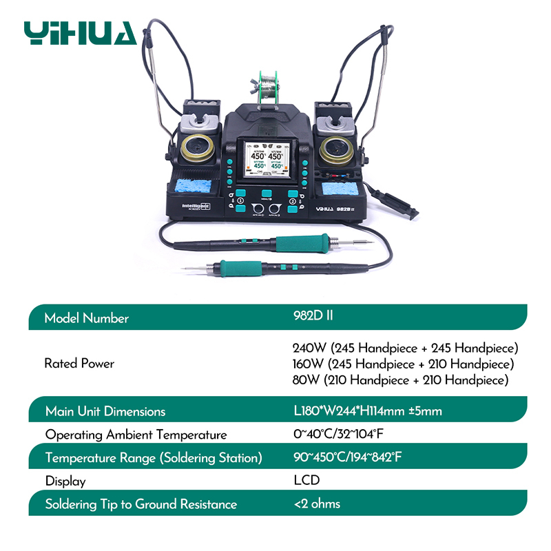 YIHUA 982D-II C210 C245 2 IN 1 Precision Soldering Station