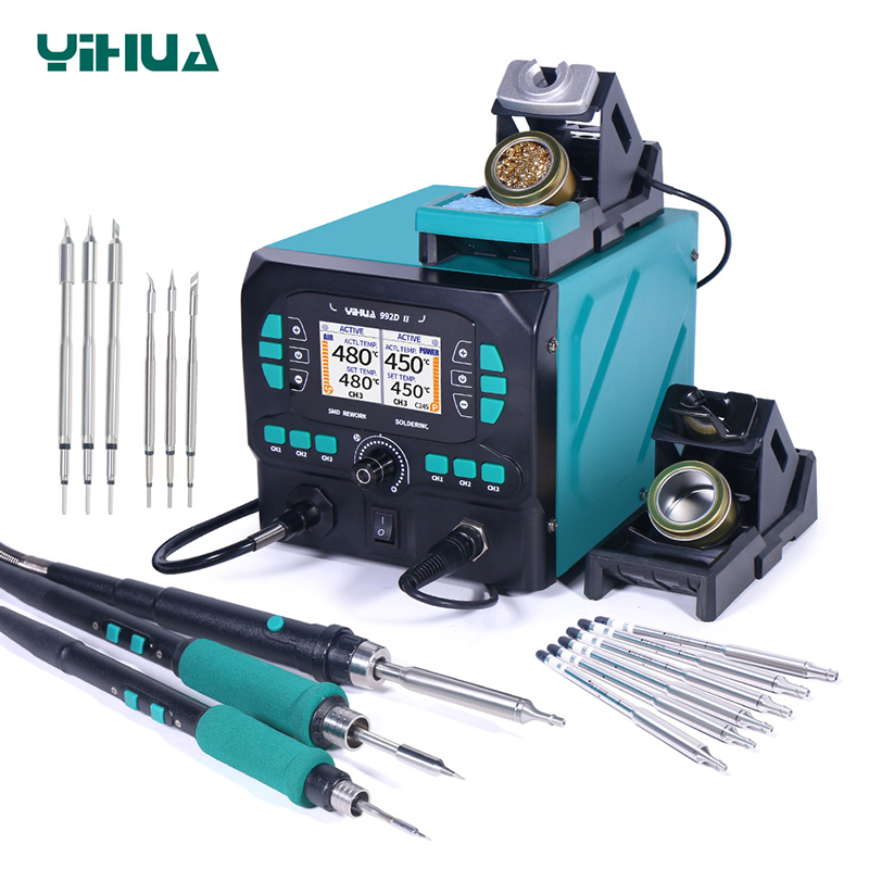 YIHUA 992D-II mini hot air station + C210 C245 precision mini rework station