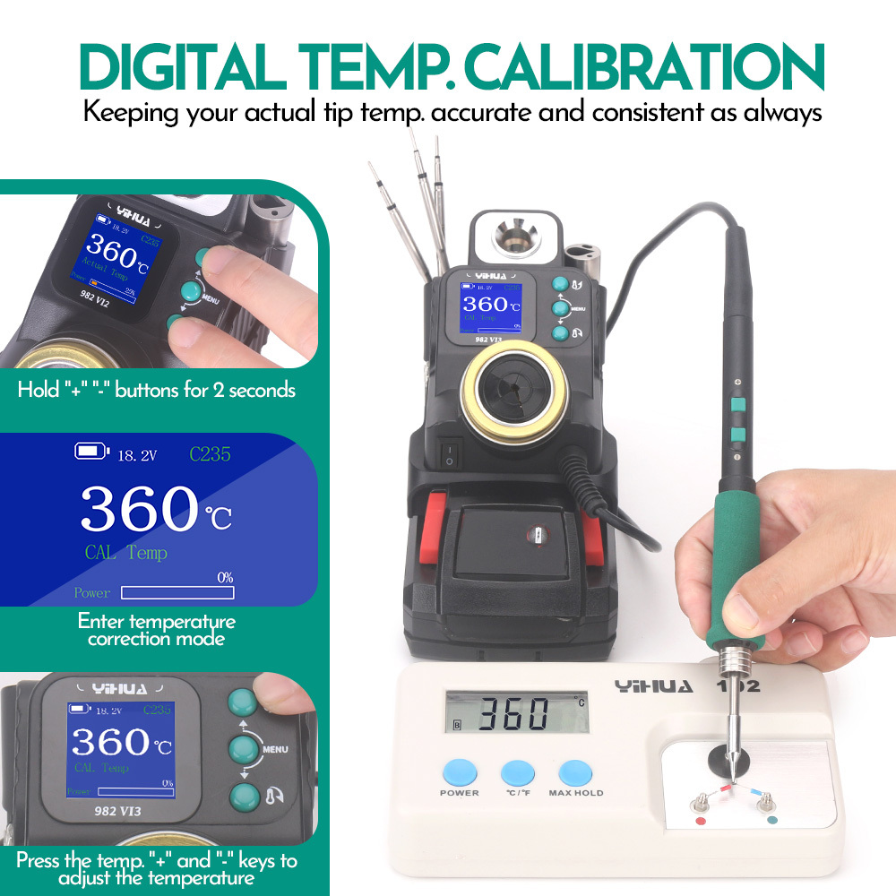 YIHUA 982-VI3 Precision Soldering Iron Station for MIWOQI 20V Battery Quick Heating Lead-Free Soldering