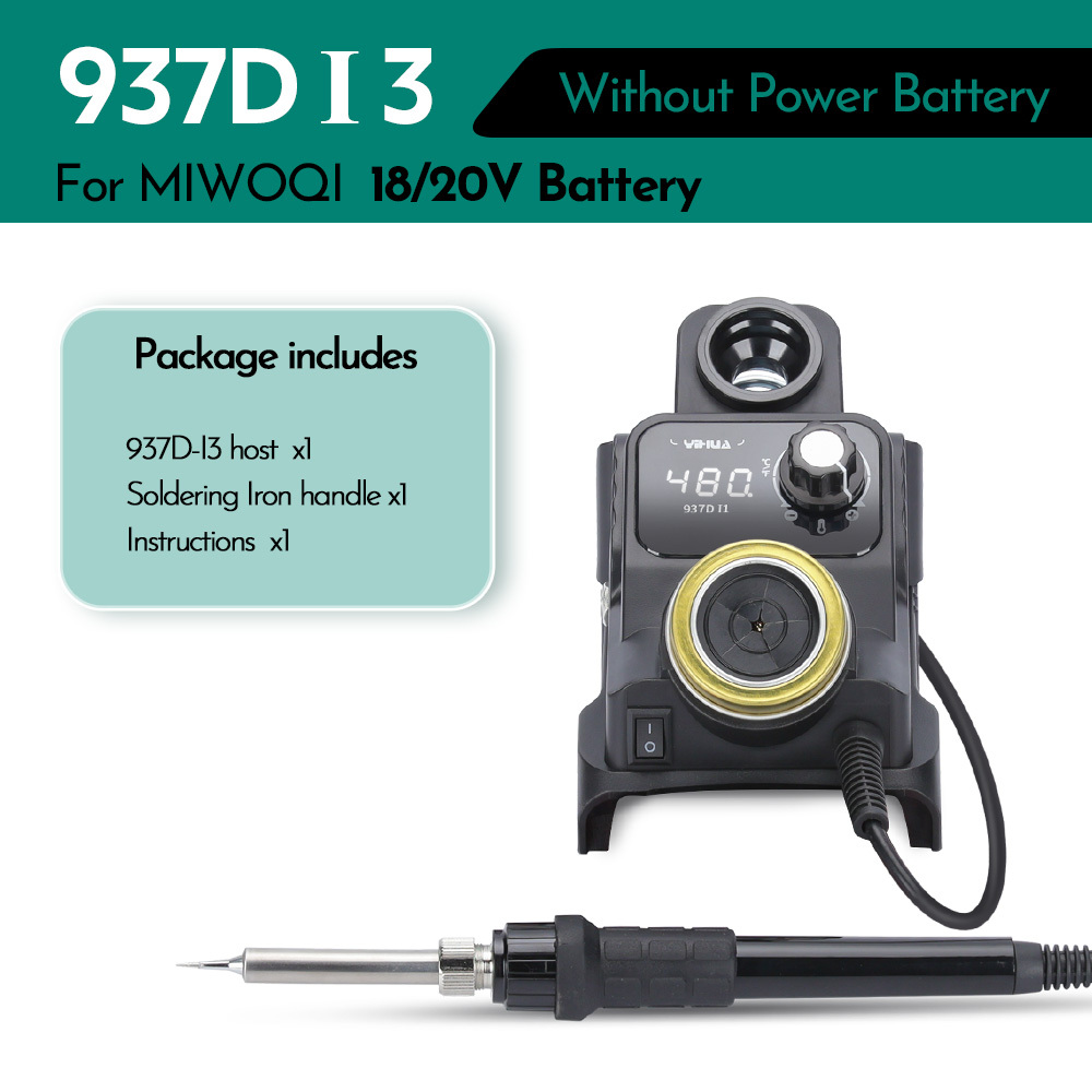 YIHUA 937D-I3 Digital Soldering Iron Station for MIWOQI 20V DC Battery Quick Heating Soldering