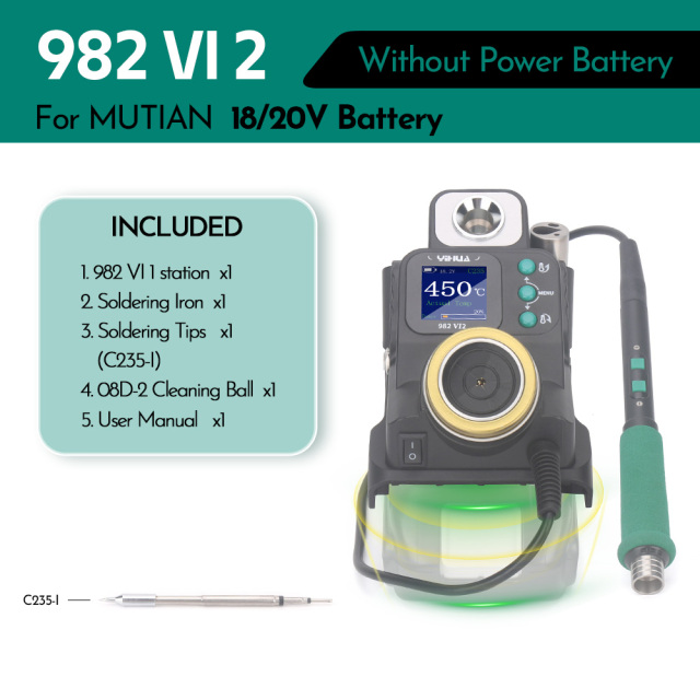 YIHUA 982-VI3 Precision Soldering Iron Station for MIWOQI 20V Battery Quick Heating Lead-Free Soldering