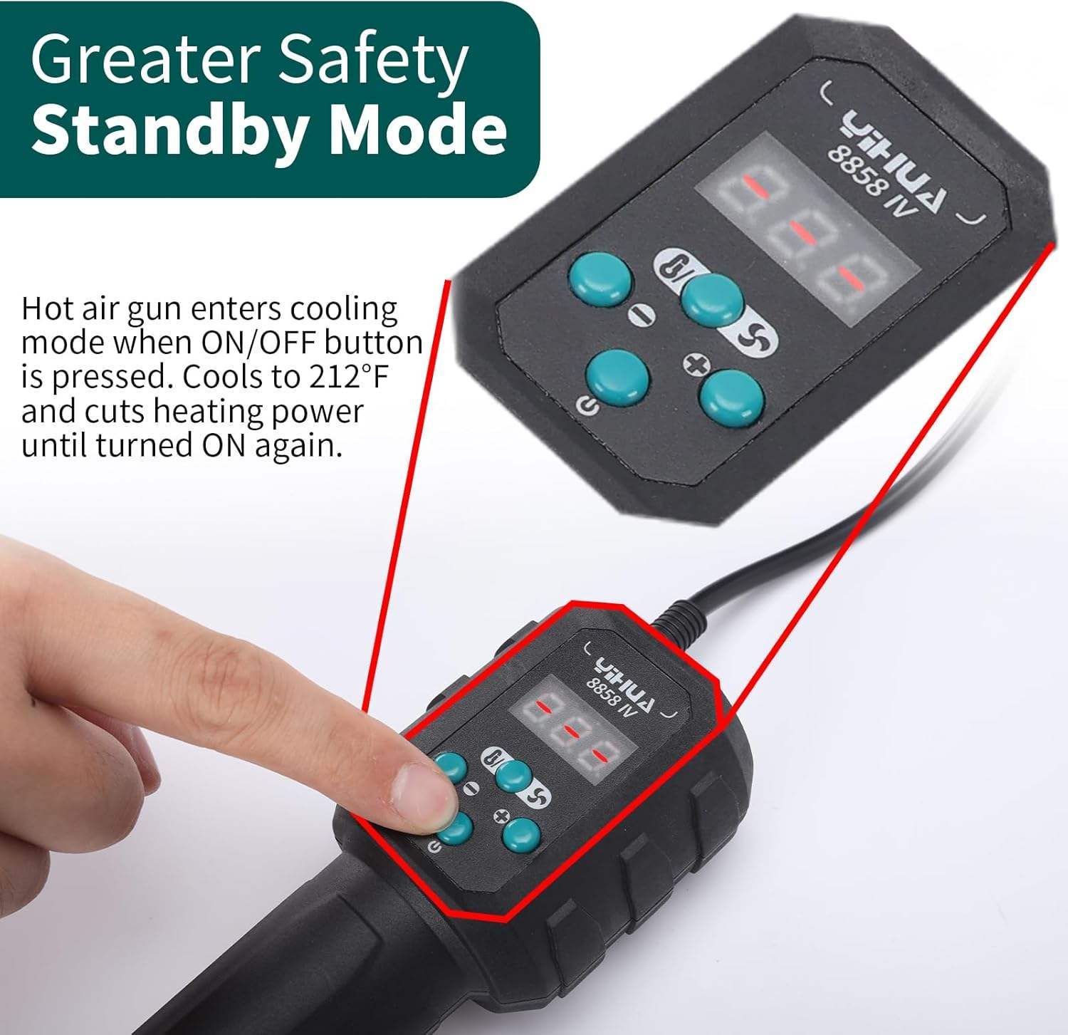 YIHUA 8858-IV Digital Continuous Temperature Control PP PVC Portable Hot Air Rework Station