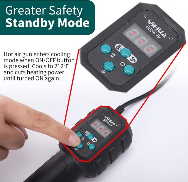 YIHUA 8858-IV Digital Continuous Temperature Control PP PVC Portable Hot Air Rework Station