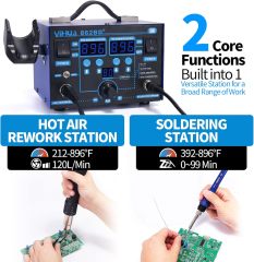 YIHUA 862BD+ SMD ESD Safe 2 in 1 Soldering Iron Hot Air Rework Station °F /°C with Multiple Functions