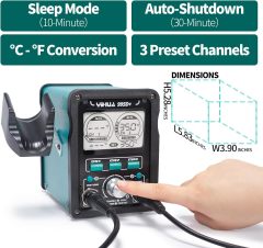 YIHUA 995D+ EVO Soldering Hot Air Station Kit 2-IN-1 110W Soldering Iron with LCD Display, Power Meter, Preset Channels, Sleep Mode, °C-°F Conversion, Automatic Shutdown Functions