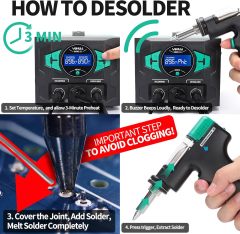 YIHUA 948D III Soldering Iron Desoldering Station Kit with Upgraded Desolder Tool, 110W EVO Solder Iron, Vacuum Pump, 3 Desoldering Nozzles, with Automatic Shutdown, Sleep Mode Functions.