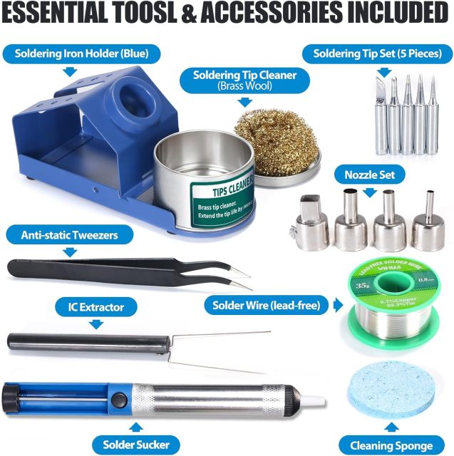 YIHUA 862BD+ SMD ESD Safe 2 in 1 Soldering Iron Hot Air Rework Station °F /°C with Multiple Functions