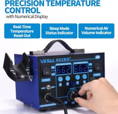 YIHUA 862BD+ SMD ESD Safe 2 in 1 Soldering Iron Hot Air Rework Station °F /°C with Multiple Functions