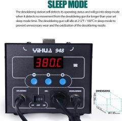 YIHUA 948 Upgraded 2 in 1 ESD Safe 80W Desoldering Station and 60W Soldering Iron- Desoldering Gun and Soldering Station °F /°C
