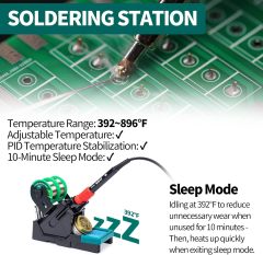 YIHUA 995D+ EVO Soldering Hot Air Station Kit 2-IN-1 110W Soldering Iron with LCD Display, Power Meter, Preset Channels, Sleep Mode, °C-°F Conversion, Automatic Shutdown Functions