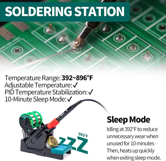 YIHUA 995D+ EVO Soldering Hot Air Station Kit 2-IN-1 110W Soldering Iron with LCD Display, Power Meter, Preset Channels, Sleep Mode, °C-°F Conversion, Automatic Shutdown Functions