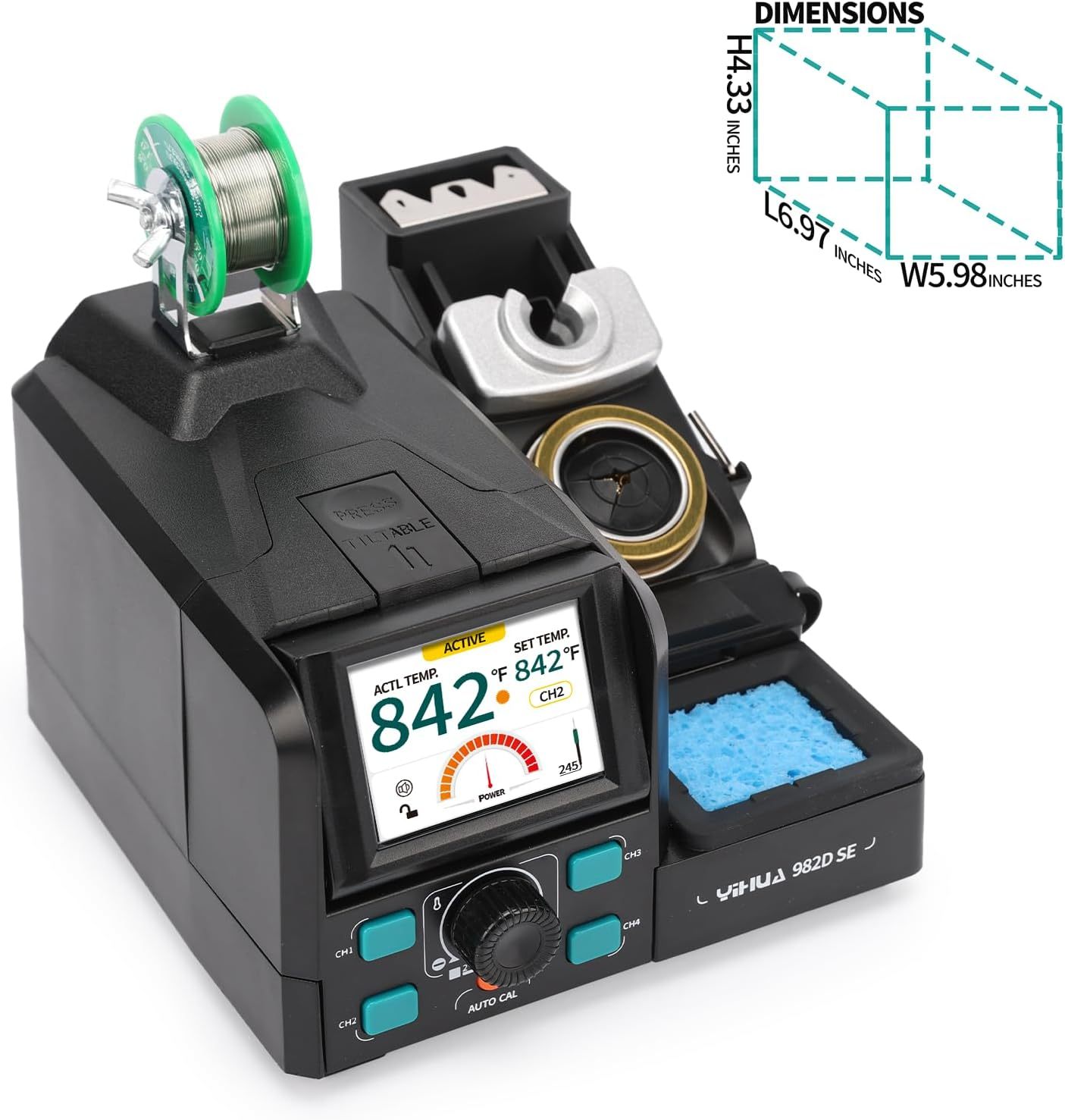 YIHUA 982D SE 200W Micro Soldering Kit with Precision Soldering Iron Station with 11 Soldering Tips, Lead-Free Solder, Auto Temperature Calibration Function