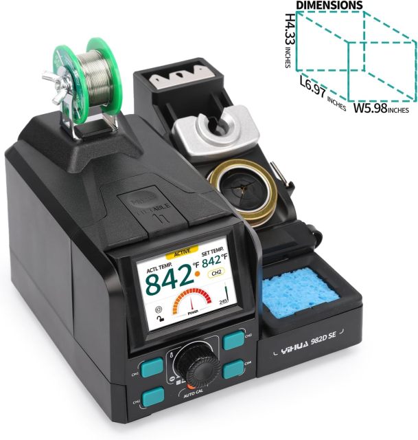 YIHUA 982D SE 200W Micro Soldering Kit with Precision Soldering Iron Station with 11 Soldering Tips, Lead-Free Solder, Auto Temperature Calibration Function