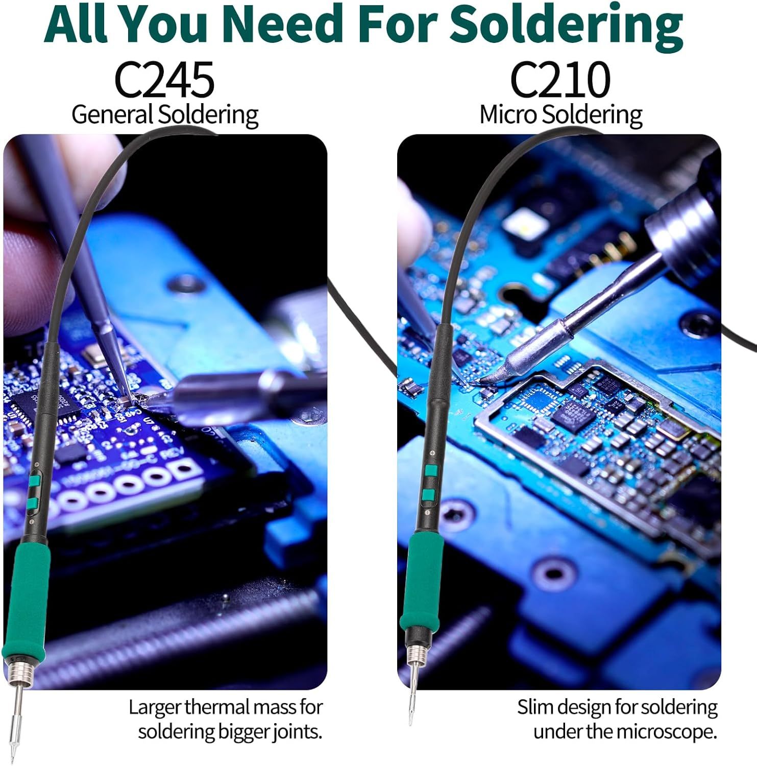 YIHUA 982D SE 200W Micro Soldering Kit with Precision Soldering Iron Station with 11 Soldering Tips, Lead-Free Solder, Auto Temperature Calibration Function