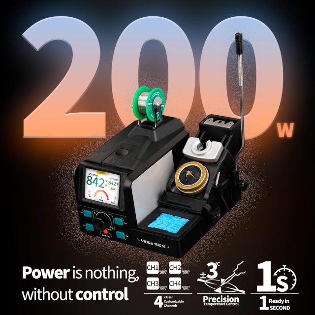 YIHUA 982D SE 200W Micro Soldering Kit with Precision Soldering Iron Station with 11 Soldering Tips, Lead-Free Solder, Auto Temperature Calibration Function