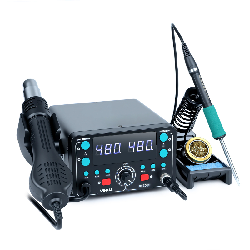 YIHUA 902D-IV 775W SMD Repair Fast Heating LCD Large Display 2 in 1 Hot Air T12 Hot Air Heat Gun Soldering Iron Rework Station
