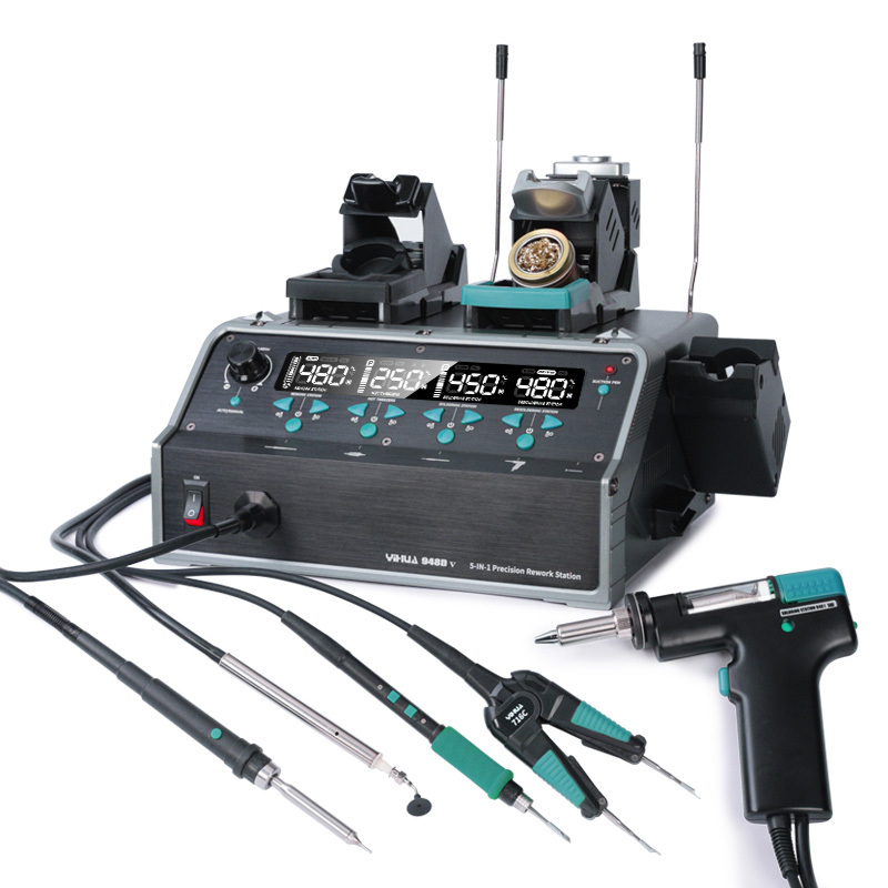YIHUA 948D V 5-IN-1 C210 Soldering Iron 1000W MINI Hot Heat Air Gun Pencil Micro Rework Desoldering Station With Hot Tweezers Iron