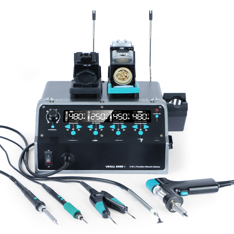 YIHUA 948D V 5-IN-1 C210 Soldering Iron 1000W MINI Hot Heat Air Gun Pencil Micro Rework Desoldering Station With Hot Tweezers Iron
