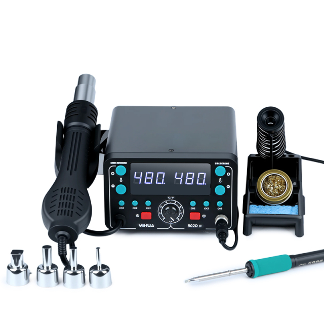 YIHUA 902D-IV 775W SMD Repair Fast Heating LCD Large Display 2 in 1 Hot Air T12 Hot Air Heat Gun Soldering Iron Rework Station