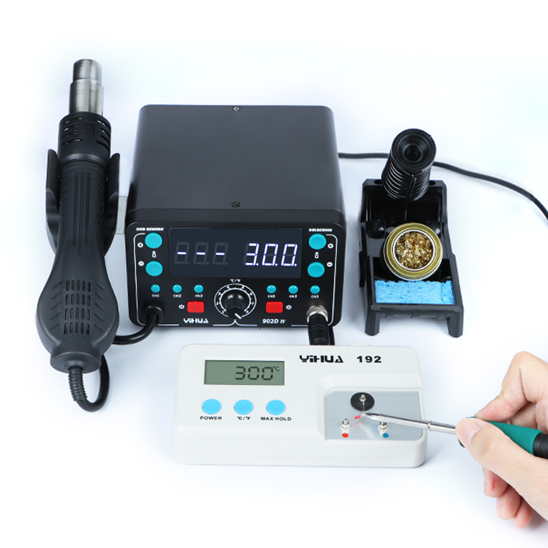 YIHUA 902D-IV 775W SMD Repair Fast Heating LCD Large Display 2 in 1 Hot Air T12 Hot Air Heat Gun Soldering Iron Rework Station