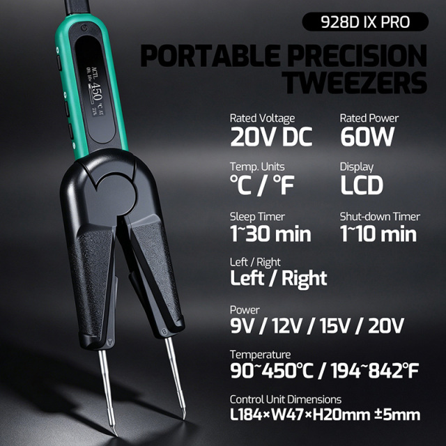 YIHUA 928D‑IX Digital Hot Tweezers, USB‑C PD QC Powered Tweezer Soldering Iron