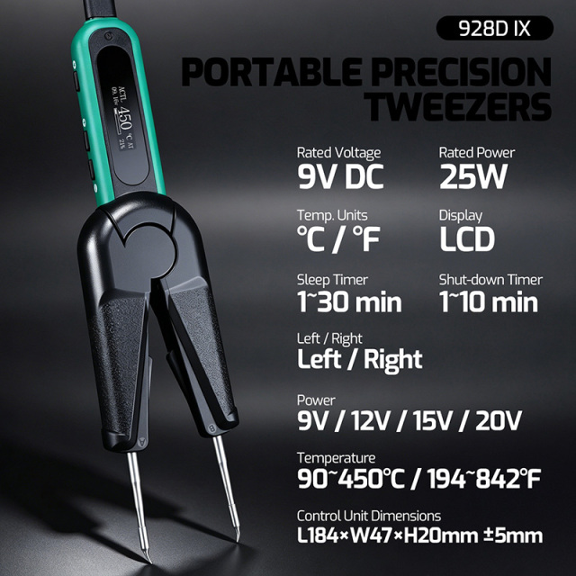 YIHUA 928D‑IX Digital Hot Tweezers, USB‑C PD QC Powered Tweezer Soldering Iron