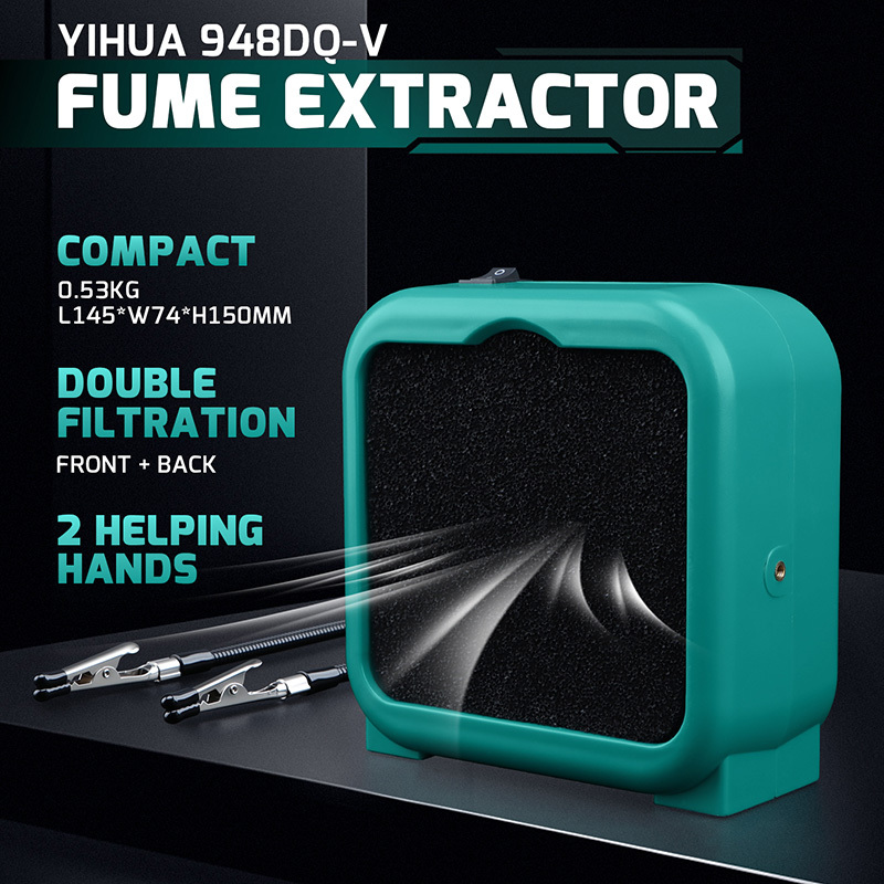 YIHUA 948DQ-V Soldering Fume Extractor with Flexible Clamp & Dual Filter System
