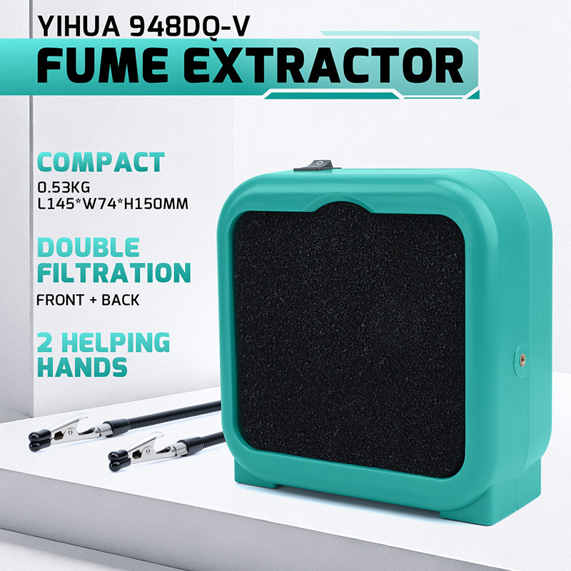 YIHUA 948DQ-V Soldering Fume Extractor with Flexible Clamp & Dual Filter System