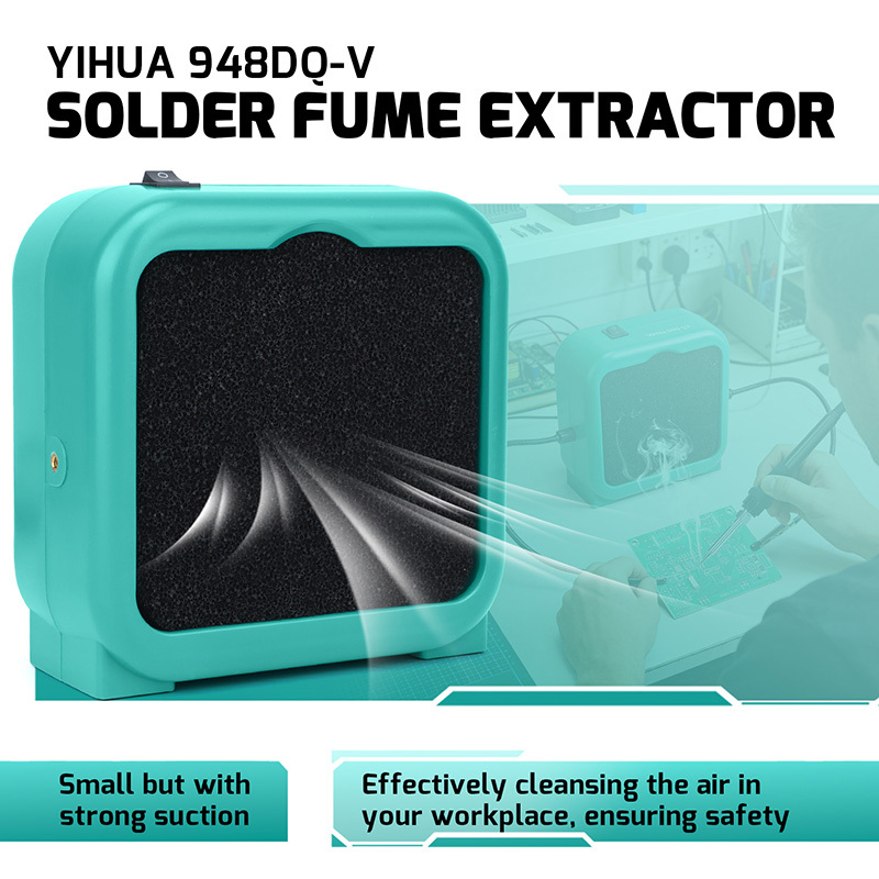 YIHUA 948DQ-V Soldering Fume Extractor with Flexible Clamp & Dual Filter System